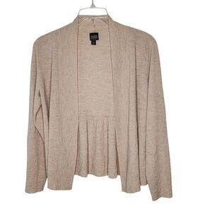 Eileen Fisher Petite Lightweight Wool Open Cardigan Long Sleeves Beige PL